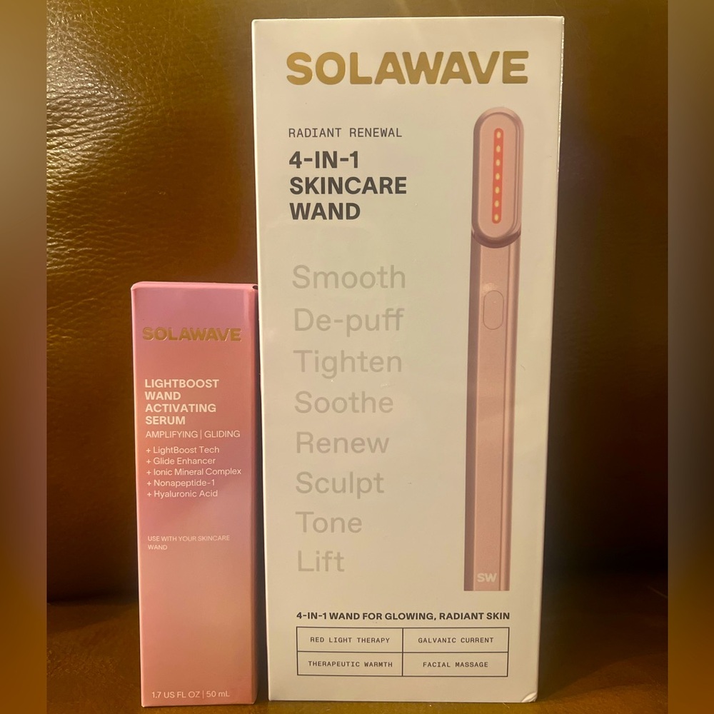Solawave 4-in-1 Skincare Wand + LightBoost Activating Serum Set